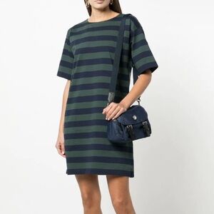 Tory Burch Jersey Stripe Dress with Pockets navy and green size xxs
